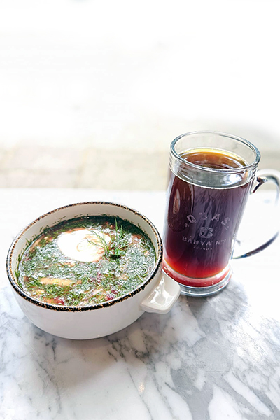 Okroshka - cold beetroot soup with kvass - Banya No.1 - Chiswick