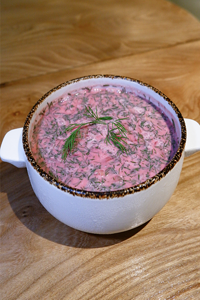 Okroshka - cold beetroot soup with kvass - Banya No.1 - Chiswick